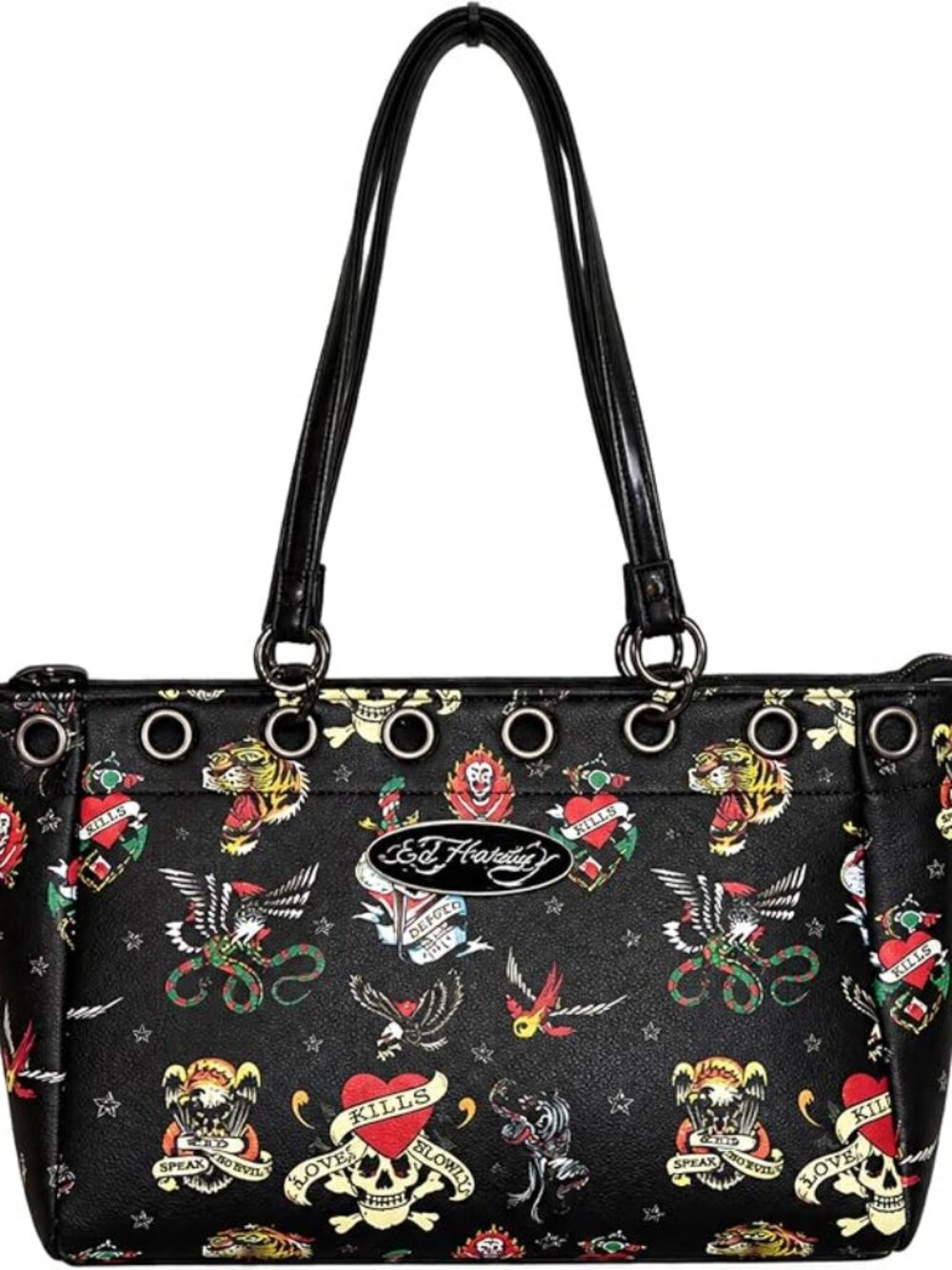 ED HARDY Love Kills Slowly Tote Bag Women's Handbag Black